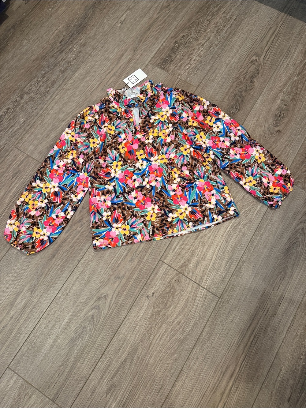 THML Multicolor Floral Long-Sleeve Blouse